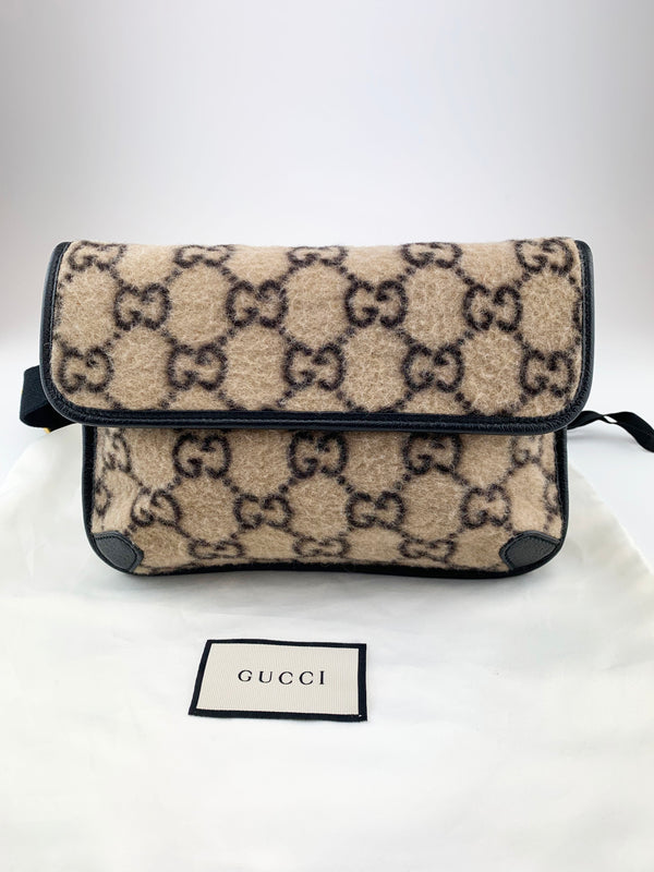 Gucci Wool Belt Bag 598181 Beige GG Web Supreme RRP £550